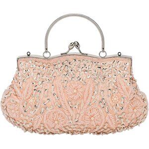 Champagne Women's Elegant Evening Clutch Bag with Detachable Strap for Formal an